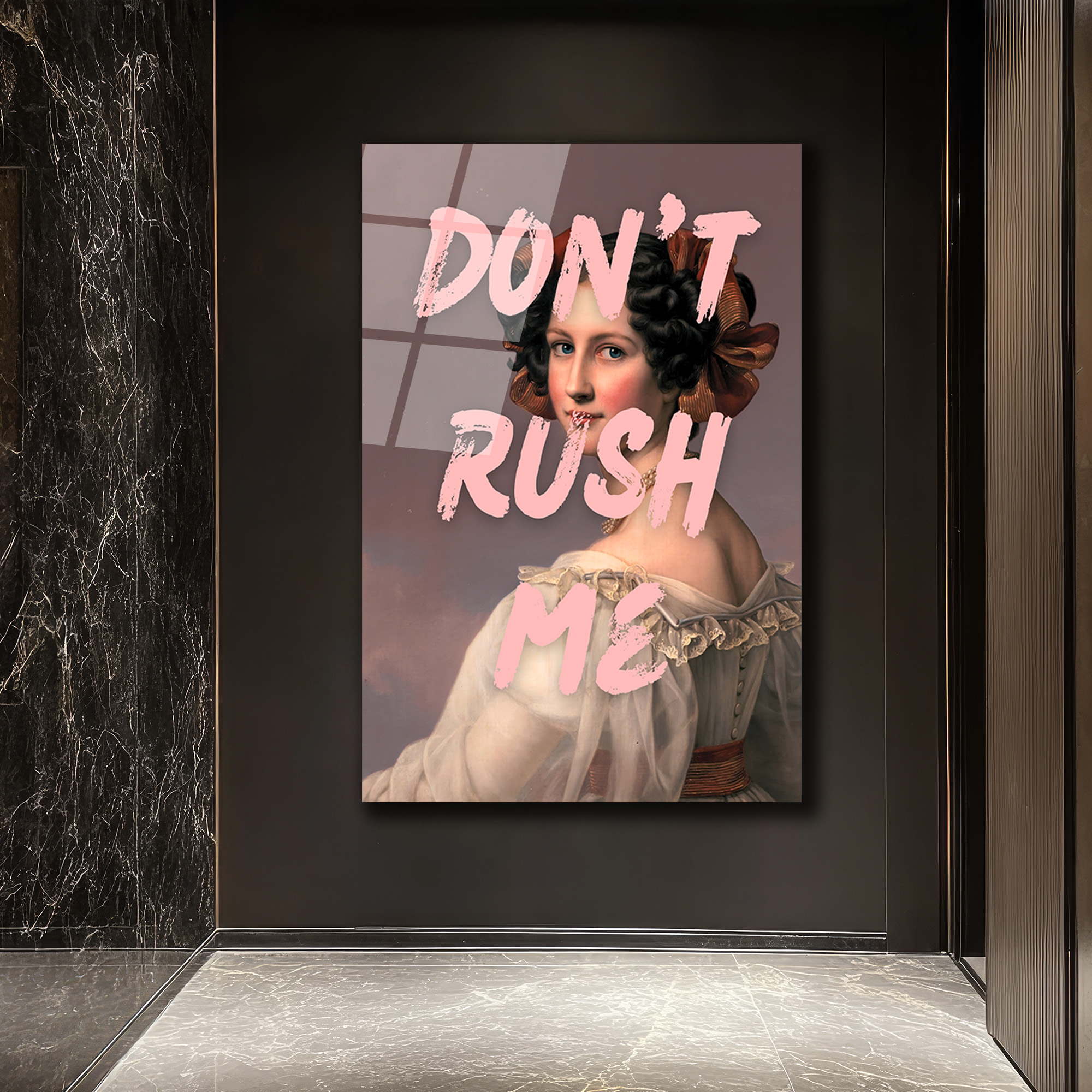 Don't Rush Me Temalı Asi Ruhlu Klasik Portre Cam Tablo - Glazella Don't Rush Me Temalı Asi Ruhlu Klasik Portre Cam Tablo - Glazella