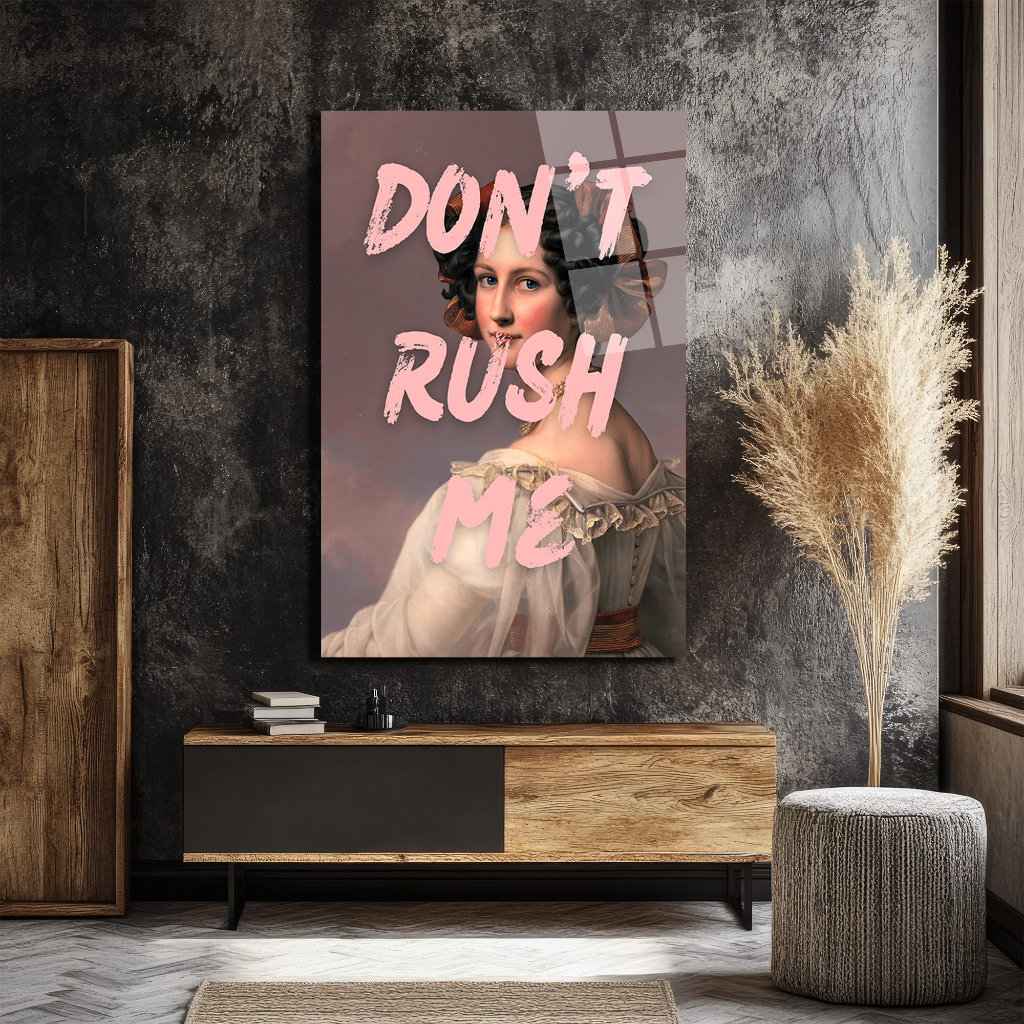 Don't Rush Me Temalı Asi Ruhlu Klasik Portre Cam Tablo - Glazella Don't Rush Me Temalı Asi Ruhlu Klasik Portre Cam Tablo - Glazella