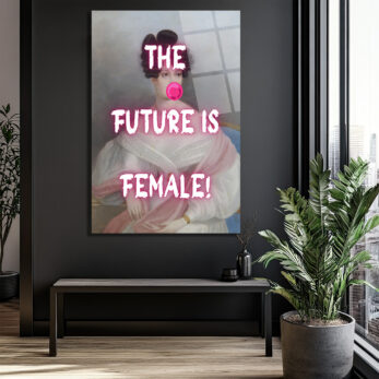 THE FUTURE IS FEMALE! Neon Pembe Sakız Patlatan Kadın Cam Tablo - Glazella THE FUTURE IS FEMALE! Neon Pembe Sakız Patlatan Kadın Cam Tablo - Glazella