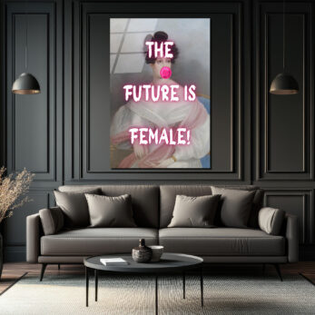 THE FUTURE IS FEMALE! Neon Pembe Sakız Patlatan Kadın Cam Tablo - Glazella THE FUTURE IS FEMALE! Neon Pembe Sakız Patlatan Kadın Cam Tablo - Glazella