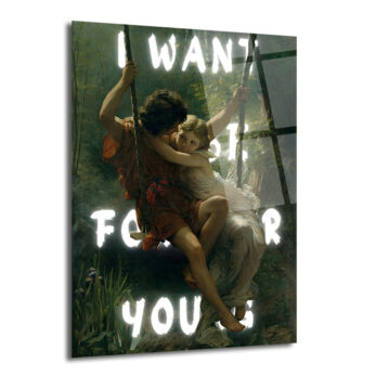 "I WANT TO BE FOR YOU" Romantik Aşk Salıncağı Cam Tablo - Glazella