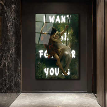 "I WANT TO BE FOR YOU" Romantik Aşk Salıncağı Cam Tablo - Glazella