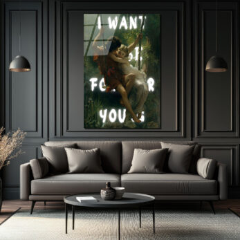 "I WANT TO BE FOR YOU" Romantik Aşk Salıncağı Cam Tablo - Glazella