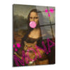 Pop Art Mona Lisa ve Kedi Cam Tablo - Modern Duvar Sanatı - Glazella