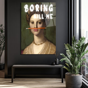 "Boring Kill Me" Yazılı Modern Sanat Cam Tablosu - İronik Duvar Dekoru - Glazella "Boring Kill Me" Yazılı Modern Sanat Cam Tablosu - İronik Duvar Dekoru - Glazella