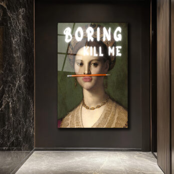 "Boring Kill Me" Yazılı Modern Sanat Cam Tablosu - İronik Duvar Dekoru - Glazella "Boring Kill Me" Yazılı Modern Sanat Cam Tablosu - İronik Duvar Dekoru - Glazella