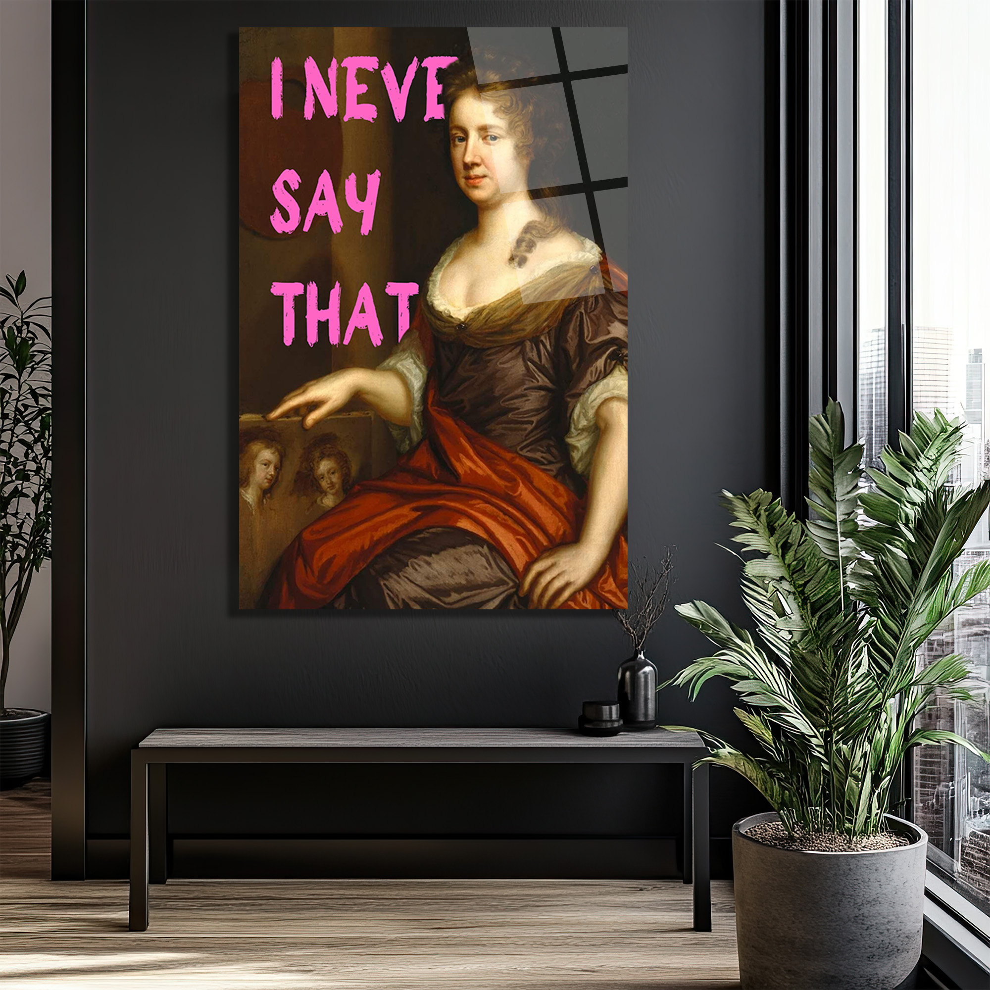 "I Never Say That" Pop Art Klasik Portre Cam Tablo - Glazella "I Never Say That" Pop Art Klasik Portre Cam Tablo - Glazella