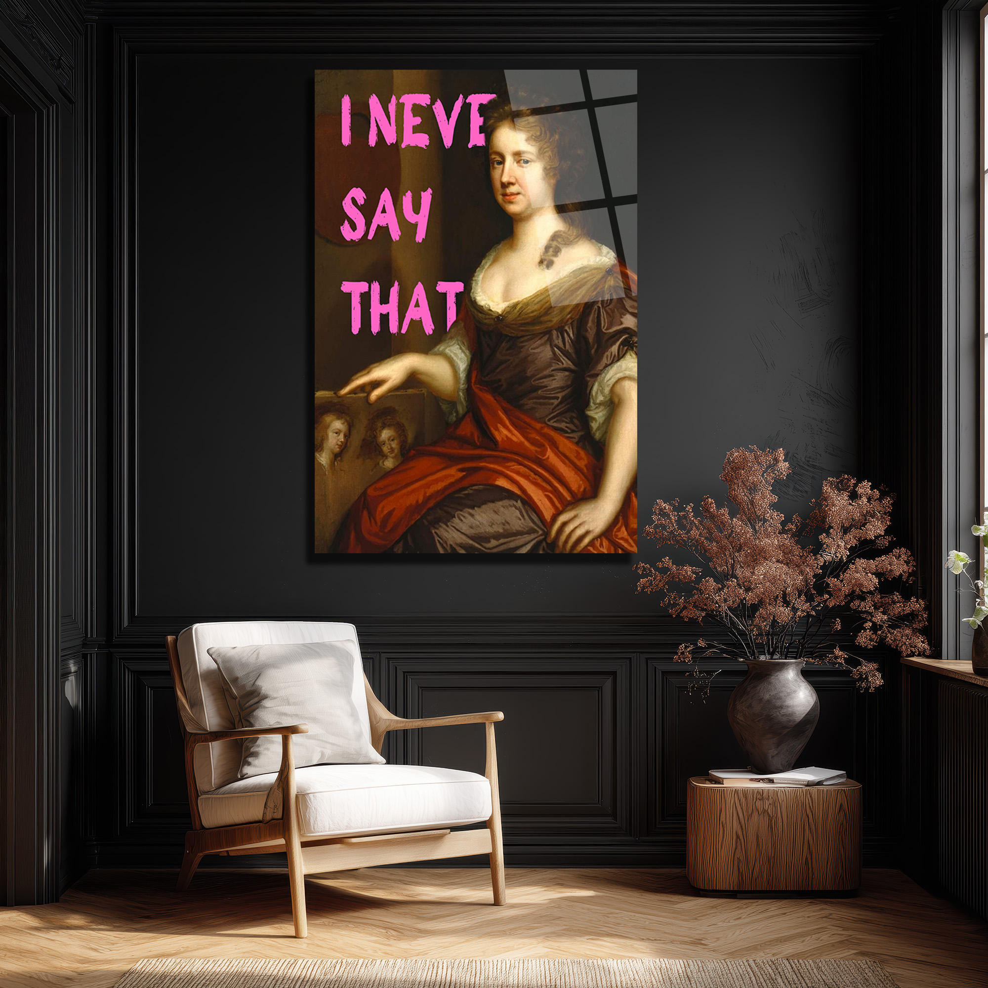 "I Never Say That" Pop Art Klasik Portre Cam Tablo - Glazella "I Never Say That" Pop Art Klasik Portre Cam Tablo - Glazella