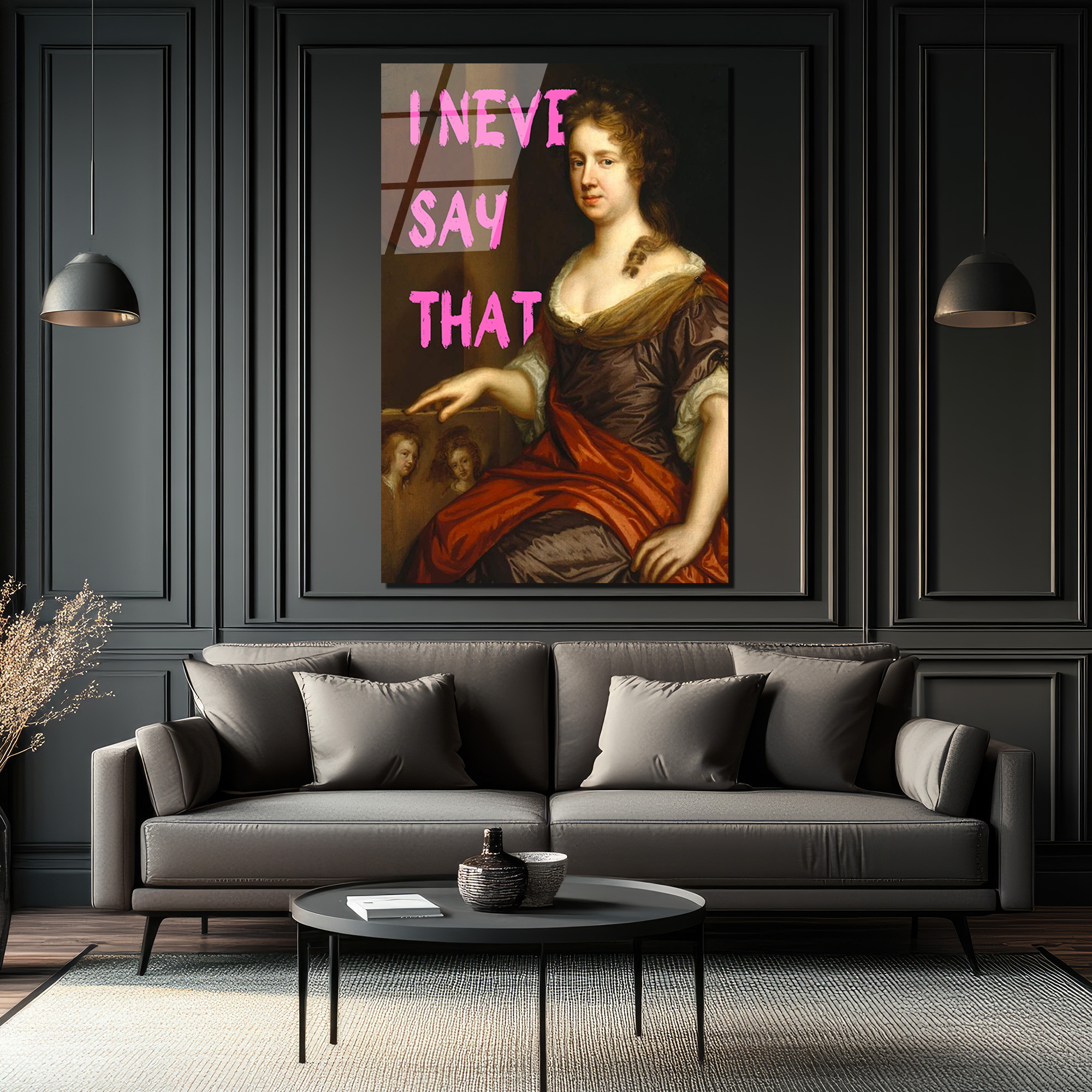 "I Never Say That" Pop Art Klasik Portre Cam Tablo - Glazella "I Never Say That" Pop Art Klasik Portre Cam Tablo - Glazella