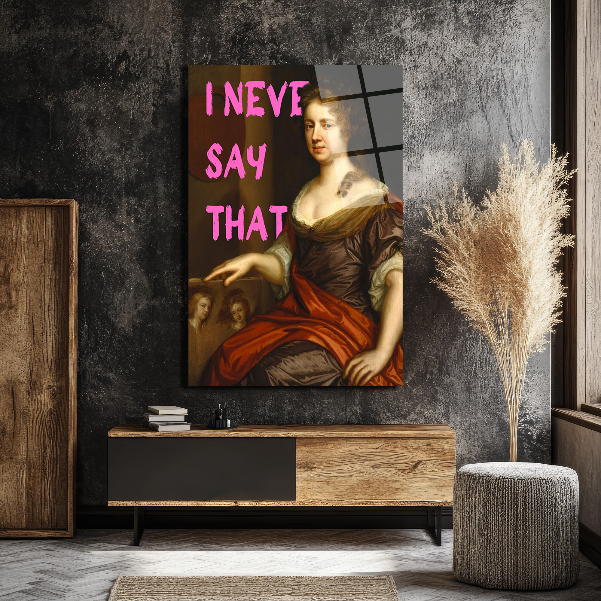 "I Never Say That" Pop Art Klasik Portre Cam Tablo - Glazella "I Never Say That" Pop Art Klasik Portre Cam Tablo - Glazella