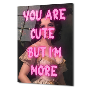 You Are Cute Neon Yazılı Vintage Kadın Cam Tablo - Glazella You Are Cute Neon Yazılı Vintage Kadın Cam Tablo - Glazella