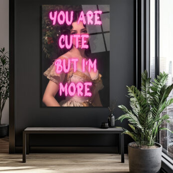 You Are Cute Neon Yazılı Vintage Kadın Cam Tablo - Glazella You Are Cute Neon Yazılı Vintage Kadın Cam Tablo - Glazella