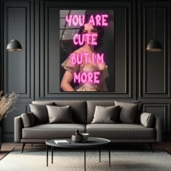 You Are Cute Neon Yazılı Vintage Kadın Cam Tablo - Glazella You Are Cute Neon Yazılı Vintage Kadın Cam Tablo - Glazella