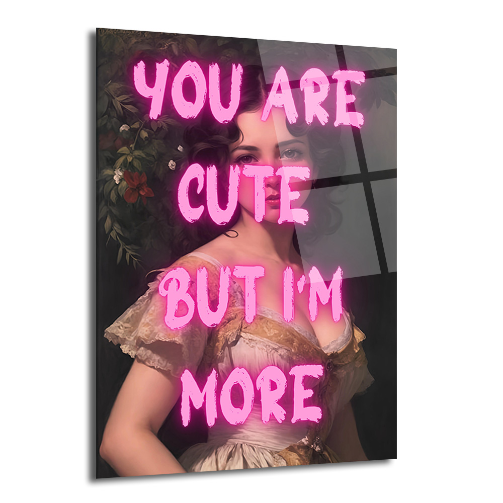 You Are Cute Neon Yazılı Vintage Kadın Cam Tablo - Glazella You Are Cute Neon Yazılı Vintage Kadın Cam Tablo - Glazella