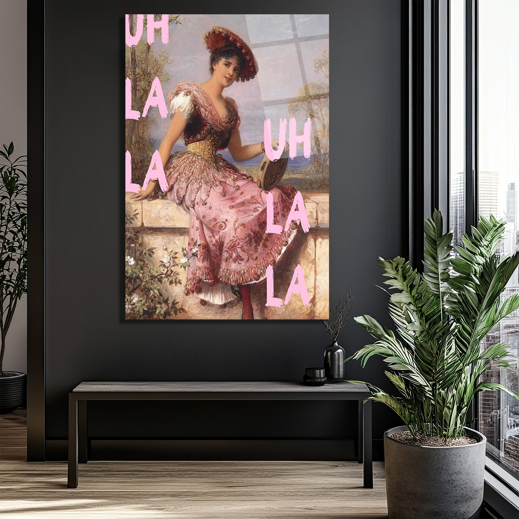 Uh La La Pembe Detaylı Klasik Sanat Cam Tablo - Glazella Uh La La Pembe Detaylı Klasik Sanat Cam Tablo - Glazella