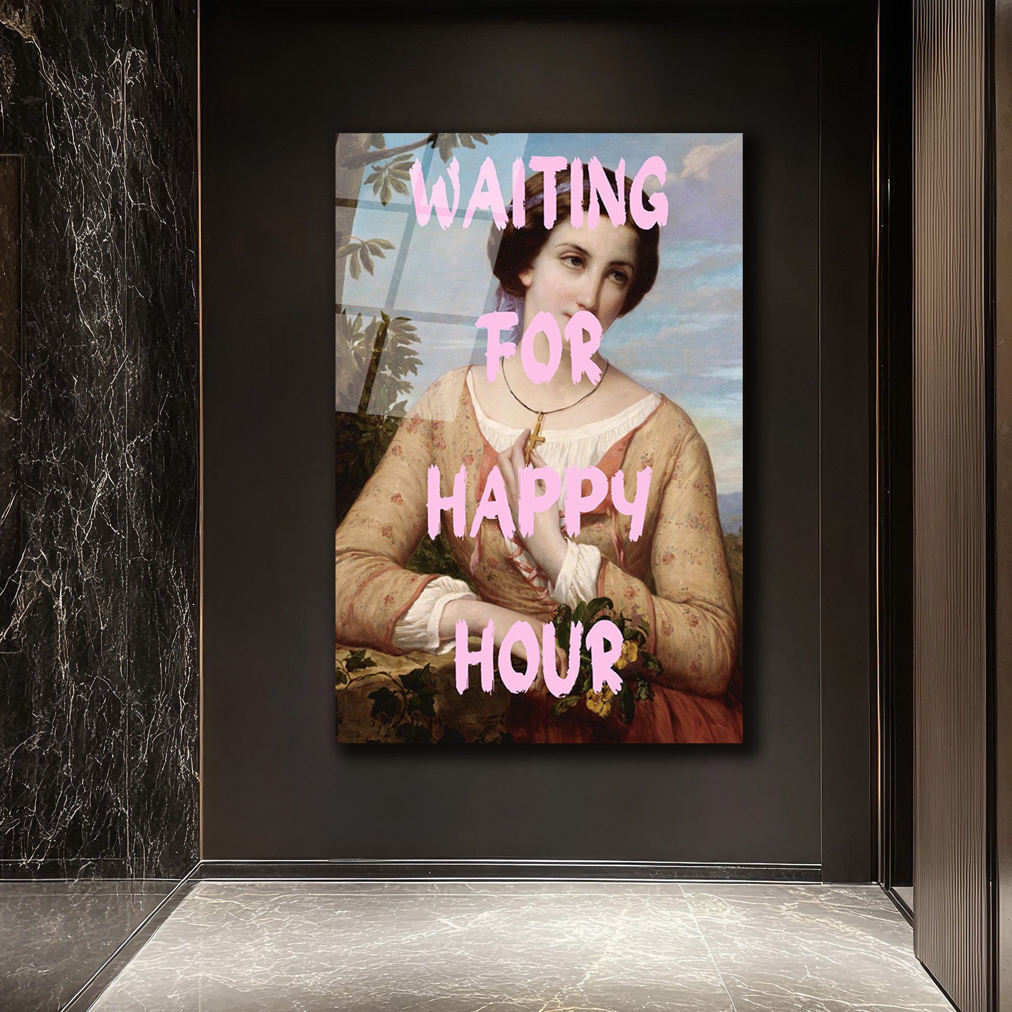 Happy Hour Bekleyişi Modern Sanat Cam Tablo - Glazella Happy Hour Bekleyişi Modern Sanat Cam Tablo - Glazella