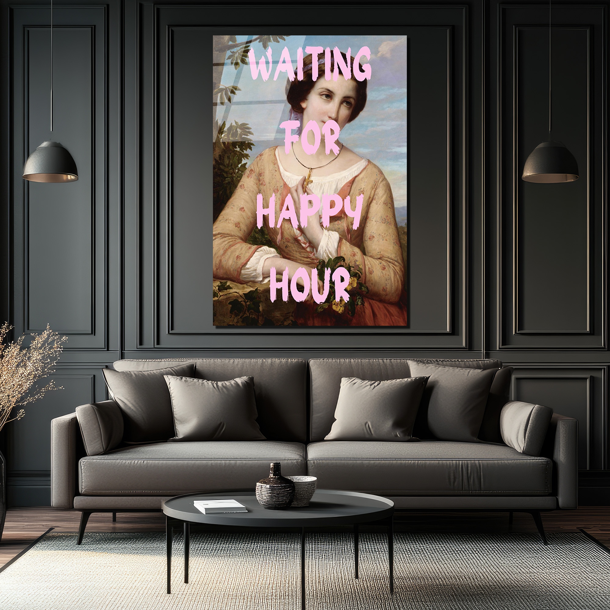 Happy Hour Bekleyişi Modern Sanat Cam Tablo - Glazella Happy Hour Bekleyişi Modern Sanat Cam Tablo - Glazella