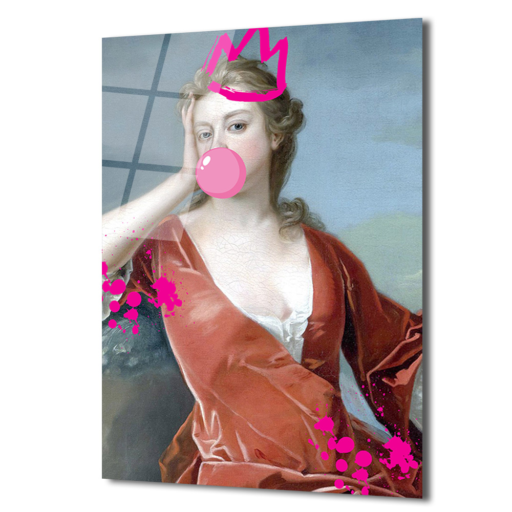 Asi Ruhlu Kraliçe Bubblegum Pop Art Cam Tablo - Glazella Asi Ruhlu Kraliçe Bubblegum Pop Art Cam Tablo - Glazella