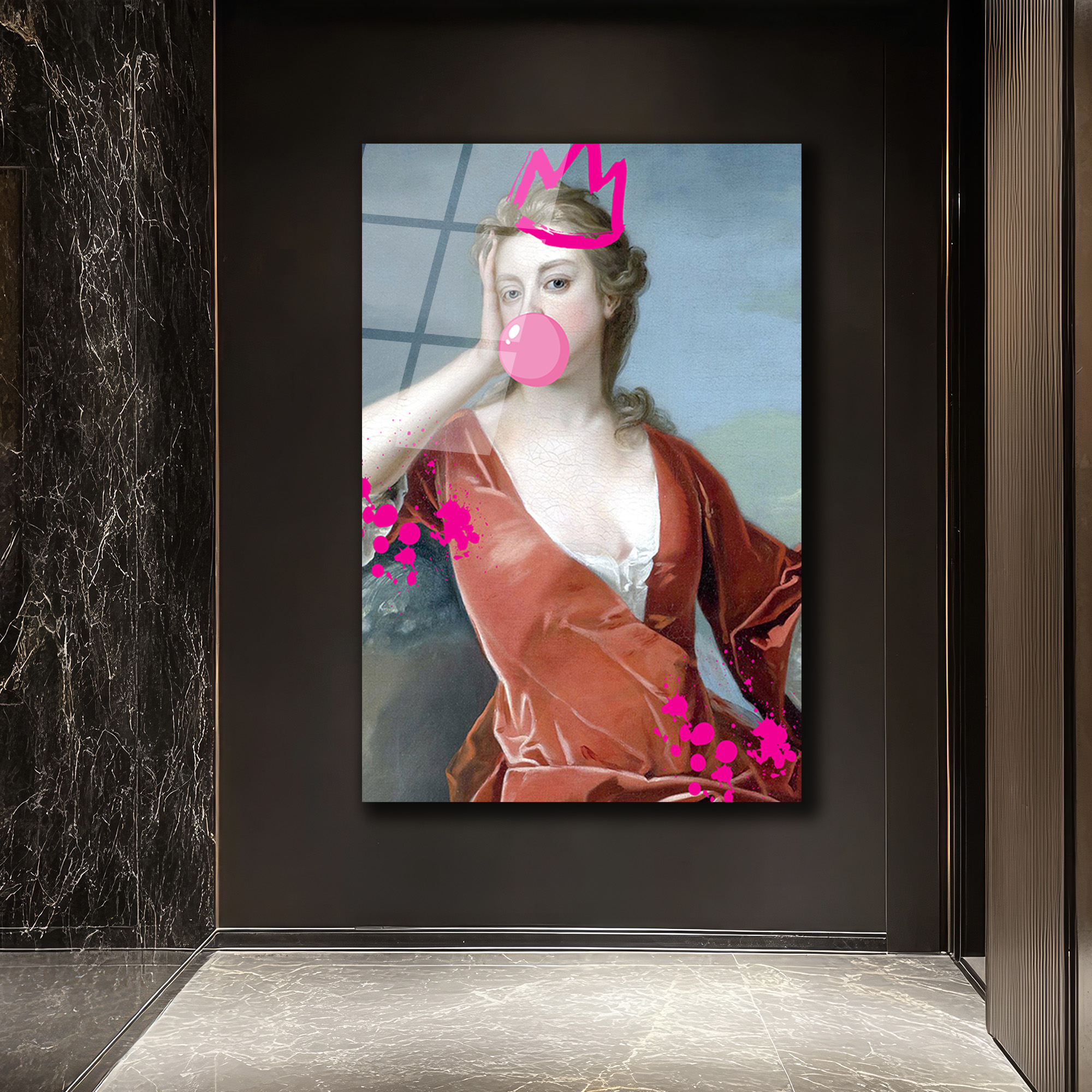 Asi Ruhlu Kraliçe Bubblegum Pop Art Cam Tablo - Glazella Asi Ruhlu Kraliçe Bubblegum Pop Art Cam Tablo - Glazella