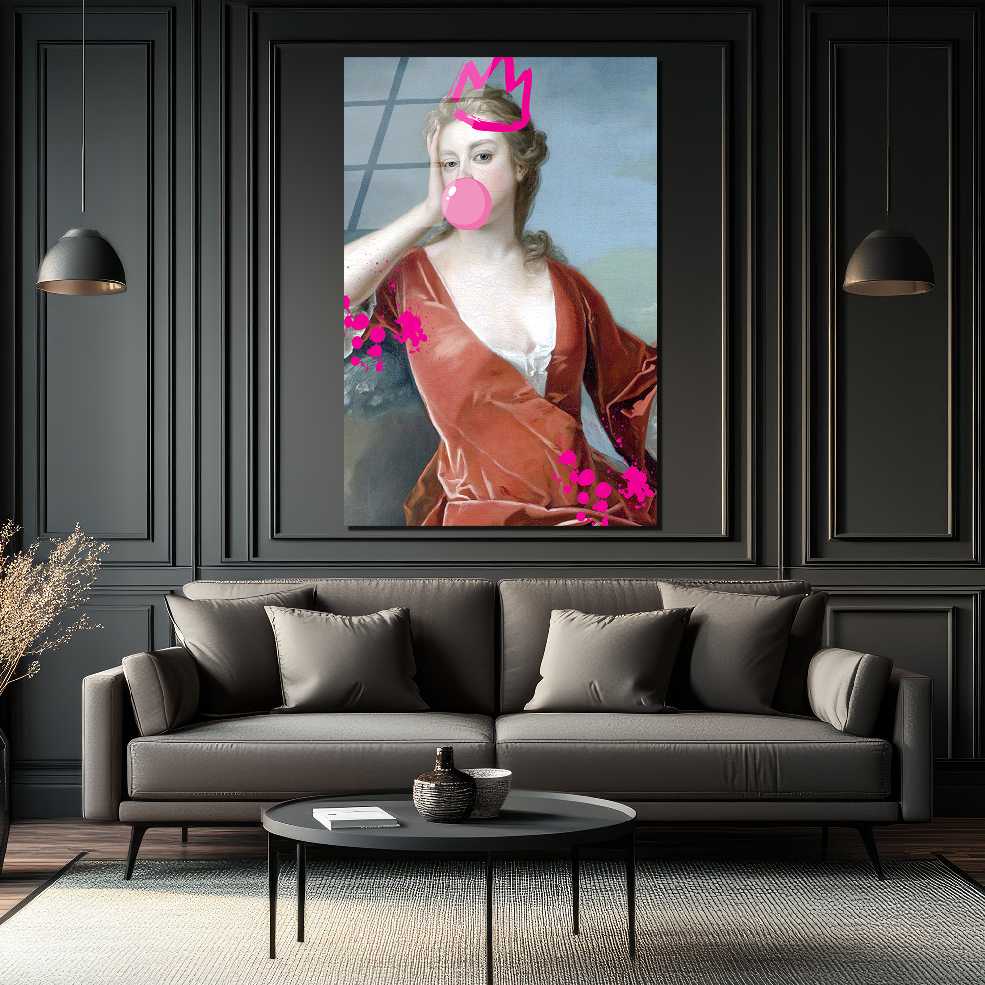 Asi Ruhlu Kraliçe Bubblegum Pop Art Cam Tablo - Glazella Asi Ruhlu Kraliçe Bubblegum Pop Art Cam Tablo - Glazella
