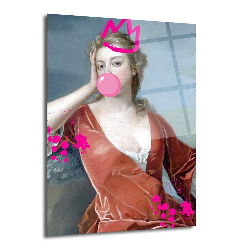 Asi Ruhlu Kraliçe Bubblegum Pop Art Cam Tablo - Glazella Asi Ruhlu Kraliçe Bubblegum Pop Art Cam Tablo - Glazella