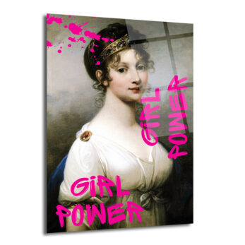 Girl Power Kraliçe Pop Art Cam Tablo - Gücünü Duvarlara Yansıt - Glazella