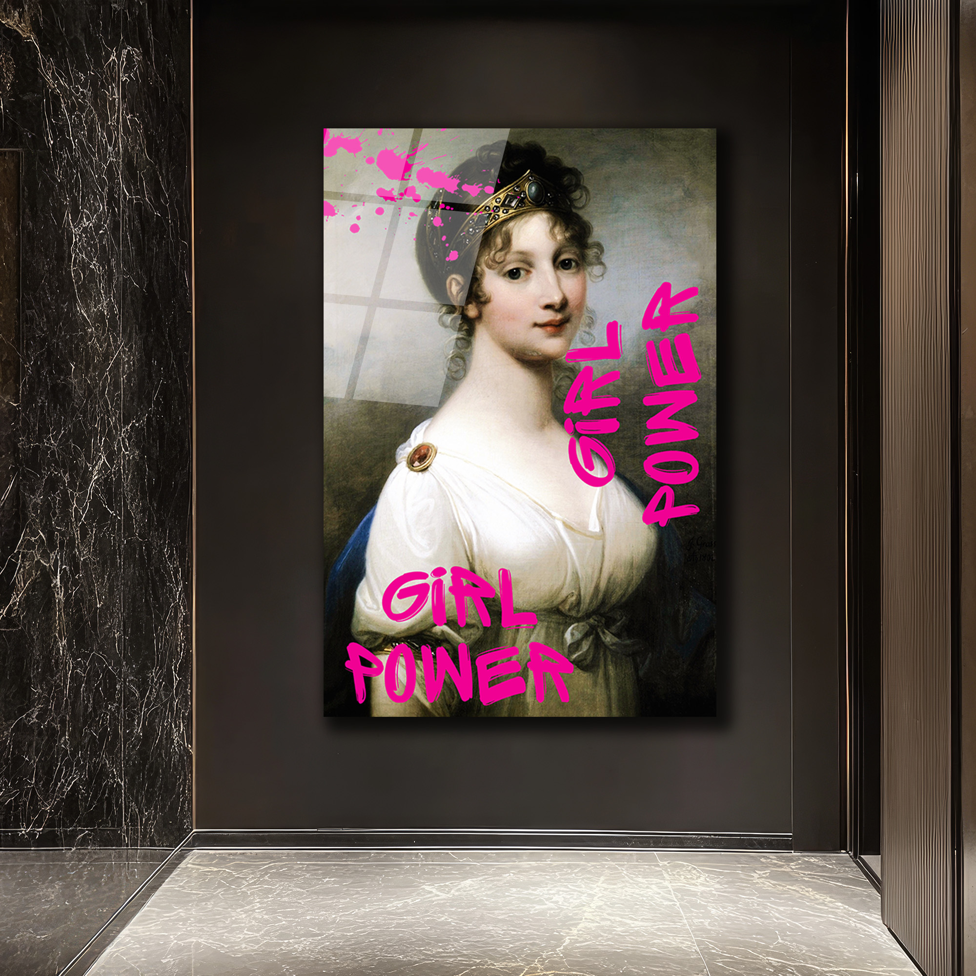 Girl Power Kraliçe Pop Art Cam Tablo - Gücünü Duvarlara Yansıt - Glazella Girl Power Kraliçe Pop Art Cam Tablo - Gücünü Duvarlara Yansıt - Glazella
