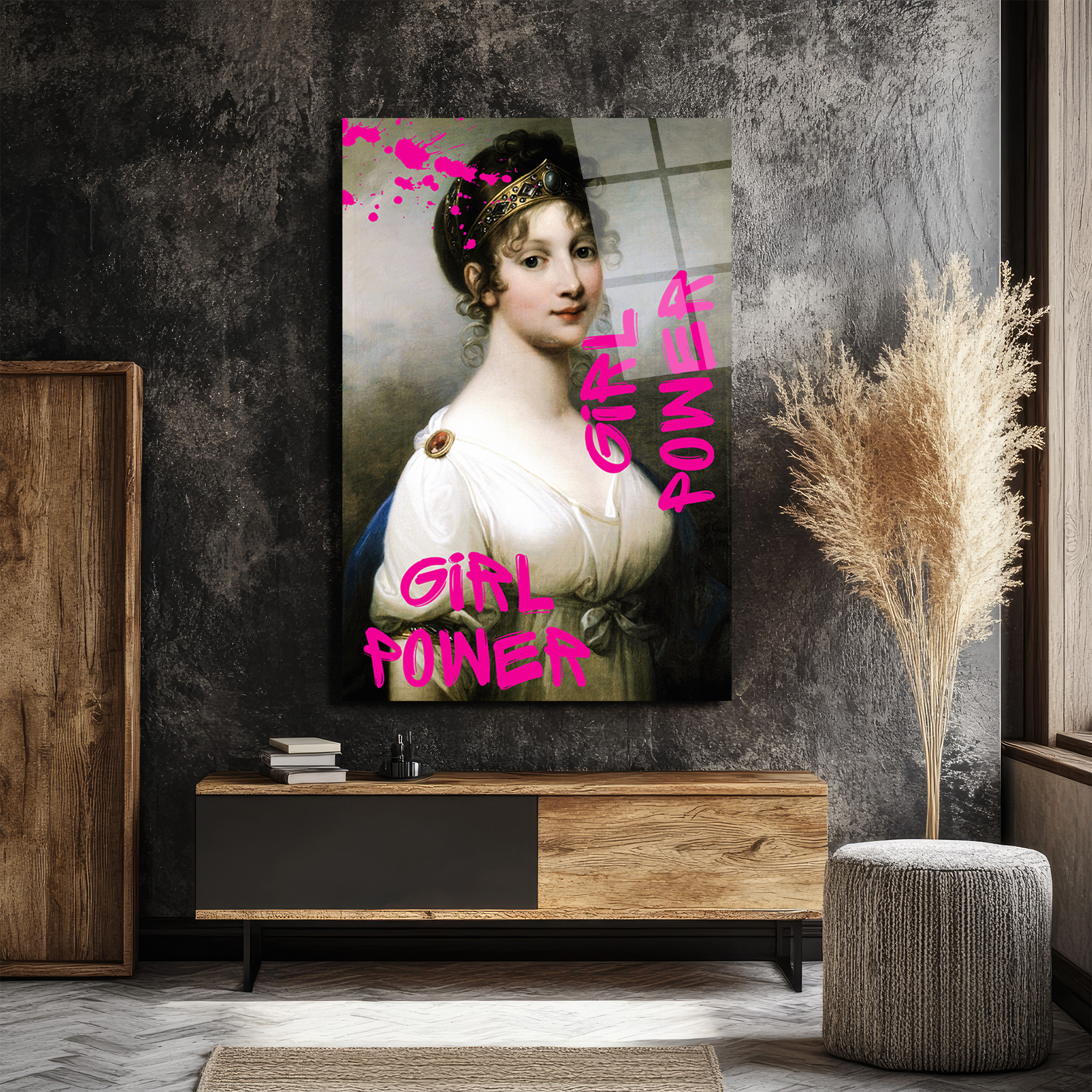 Girl Power Kraliçe Pop Art Cam Tablo - Gücünü Duvarlara Yansıt - Glazella Girl Power Kraliçe Pop Art Cam Tablo - Gücünü Duvarlara Yansıt - Glazella