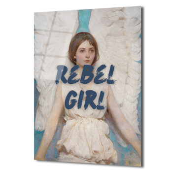 Rebel Girl Melek Temalı Modern Sanat Cam Tablo - Glazella