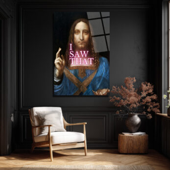 "I Saw That" Esprili Salvator Mundi Modern Cam Tablo - Glazella