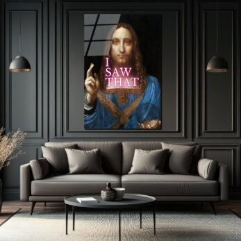 "I Saw That" Esprili Salvator Mundi Modern Cam Tablo - Glazella