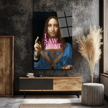 "I Saw That" Esprili Salvator Mundi Modern Cam Tablo - Glazella