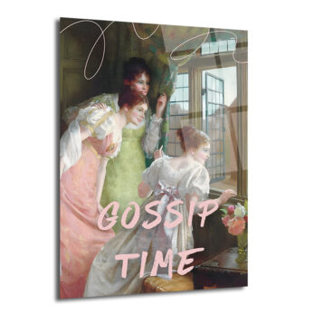 Gossip Time Vintage Sanatsal Cam Tablo - Neşeli Duvar Dekoru - Glazella