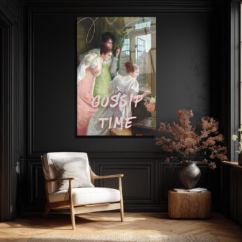 Gossip Time Vintage Sanatsal Cam Tablo - Neşeli Duvar Dekoru - Glazella