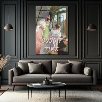 Gossip Time Vintage Sanatsal Cam Tablo - Neşeli Duvar Dekoru - Glazella
