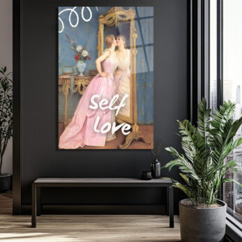 Self Love Romantizmi Cam Tablo - Ayna Yansıması Sanat Eseri - Glazella