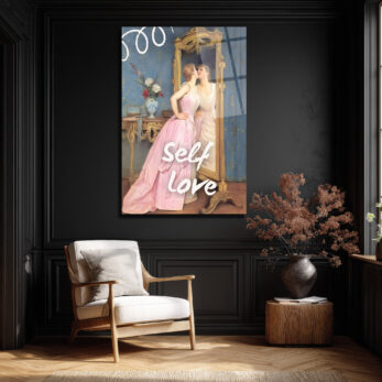 Self Love Romantizmi Cam Tablo - Ayna Yansıması Sanat Eseri - Glazella