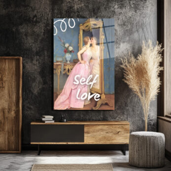 Self Love Romantizmi Cam Tablo - Ayna Yansıması Sanat Eseri - Glazella