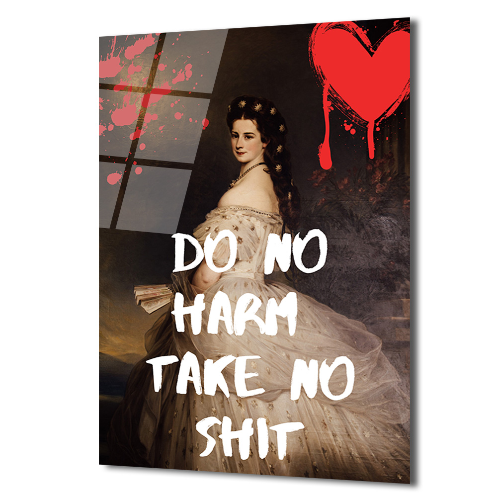 Sisi'den Asi Mesaj: Do No Harm Take No Shit Temperli Cam Tablo - Glazella Sisi'den Asi Mesaj: Do No Harm Take No Shit Temperli Cam Tablo - Glazella