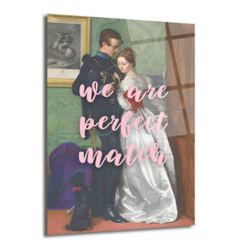 Aşkın Mükemmel Uyumu: 'We Are Perfect Match' Temalı Cam Tablo - Glazella