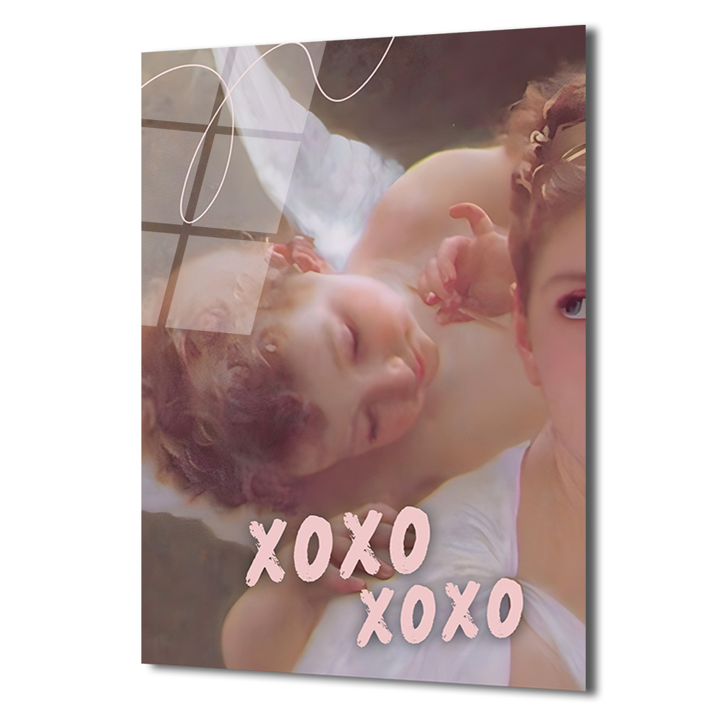 Melek Uykusu XOXO Temalı Romantik Cam Tablo - Glazella Melek Uykusu XOXO Temalı Romantik Cam Tablo - Glazella