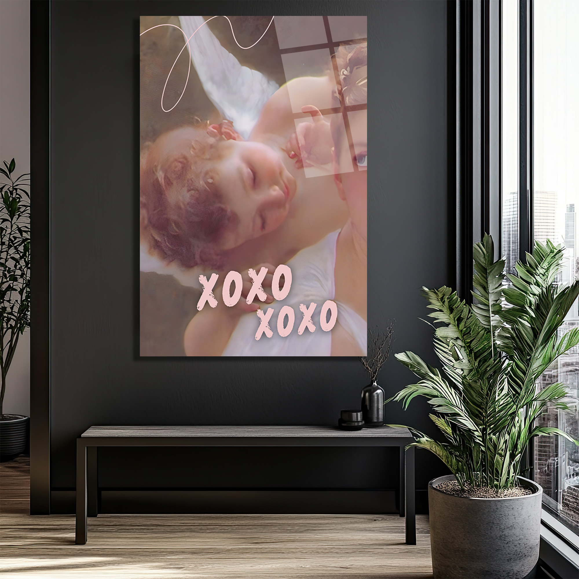 Melek Uykusu XOXO Temalı Romantik Cam Tablo - Glazella Melek Uykusu XOXO Temalı Romantik Cam Tablo - Glazella