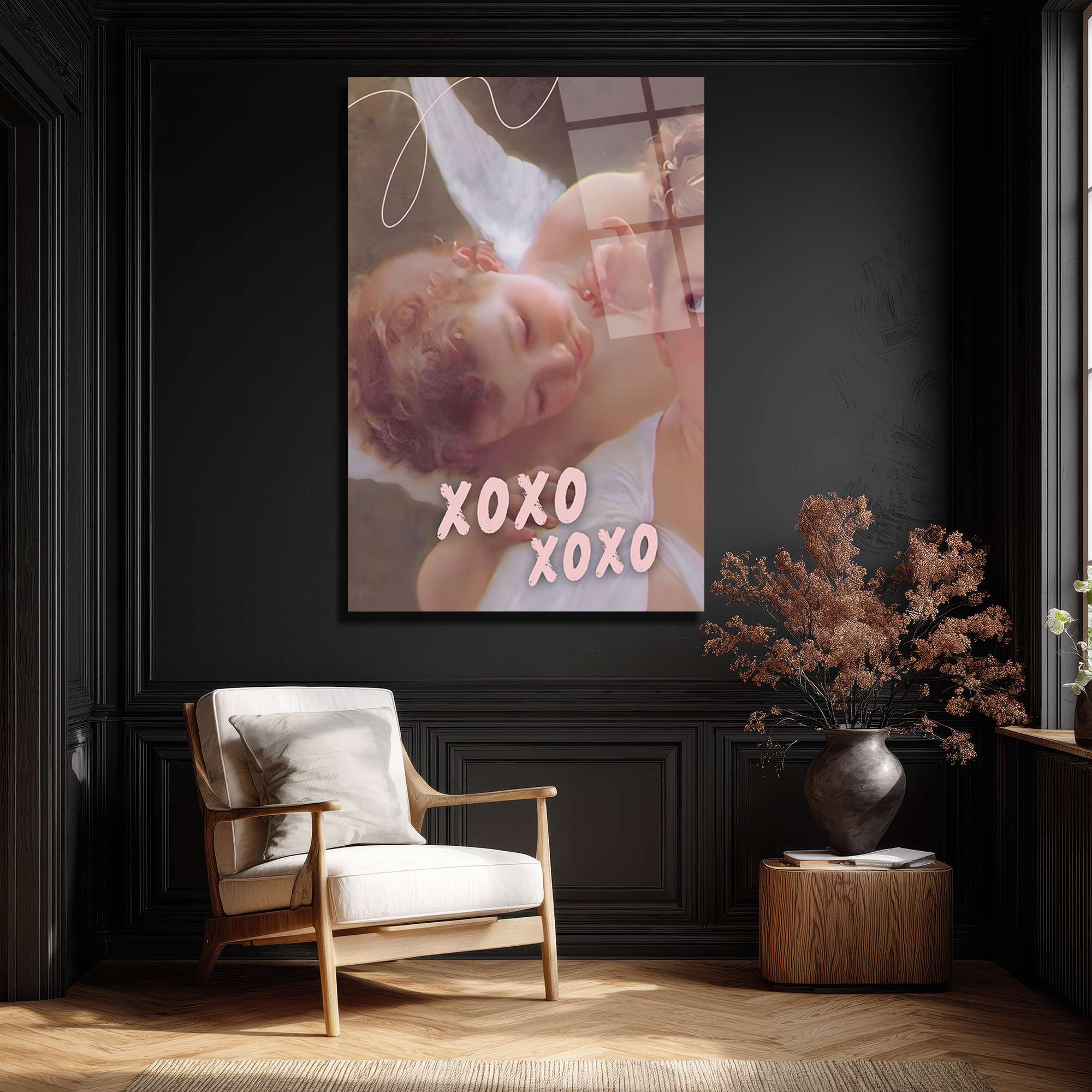 Melek Uykusu XOXO Temalı Romantik Cam Tablo - Glazella Melek Uykusu XOXO Temalı Romantik Cam Tablo - Glazella