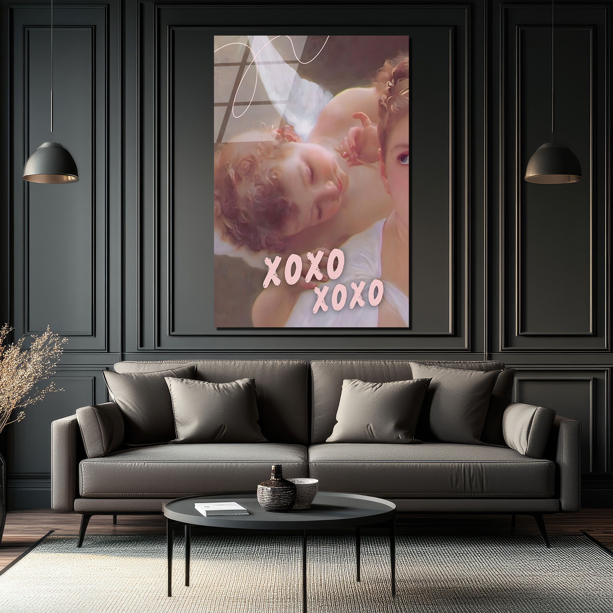 Melek Uykusu XOXO Temalı Romantik Cam Tablo - Glazella Melek Uykusu XOXO Temalı Romantik Cam Tablo - Glazella