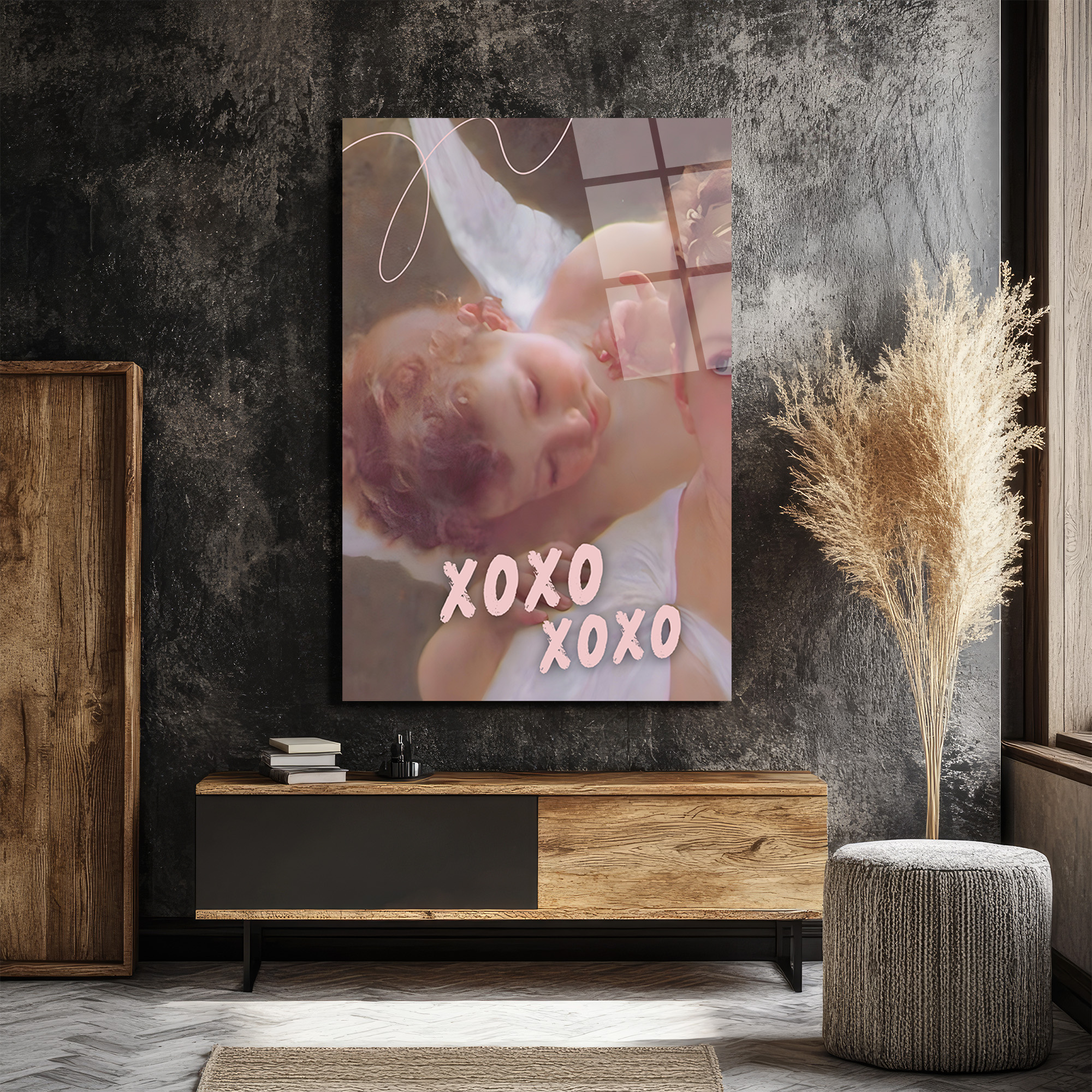 Melek Uykusu XOXO Temalı Romantik Cam Tablo - Glazella Melek Uykusu XOXO Temalı Romantik Cam Tablo - Glazella