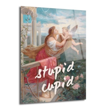 "Stupid Cupid" Temalı Aşk Dolu Cam Tablo - Glazella