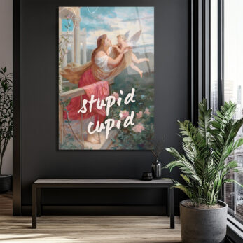 "Stupid Cupid" Temalı Aşk Dolu Cam Tablo - Glazella