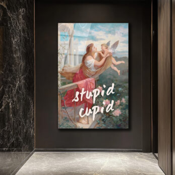 "Stupid Cupid" Temalı Aşk Dolu Cam Tablo - Glazella
