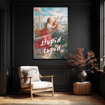 "Stupid Cupid" Temalı Aşk Dolu Cam Tablo - Glazella