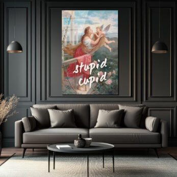 "Stupid Cupid" Temalı Aşk Dolu Cam Tablo - Glazella